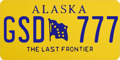 AK license plate GSD777