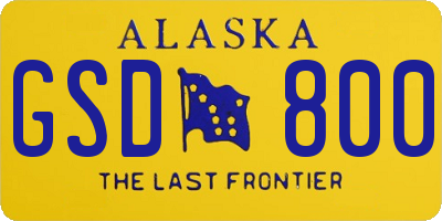 AK license plate GSD800