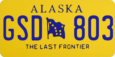 AK license plate GSD803