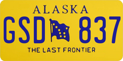 AK license plate GSD837