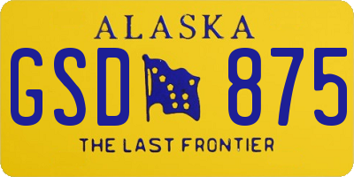 AK license plate GSD875