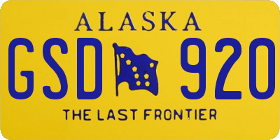 AK license plate GSD920