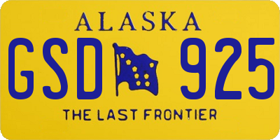 AK license plate GSD925