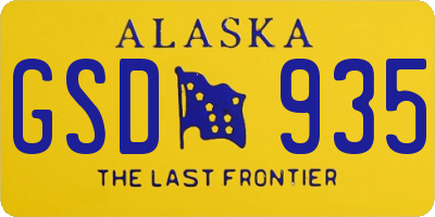 AK license plate GSD935