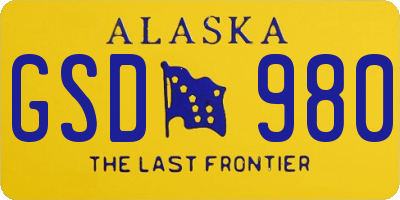 AK license plate GSD980