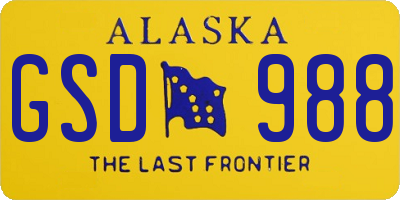 AK license plate GSD988