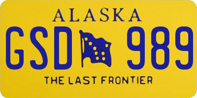 AK license plate GSD989