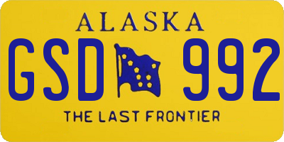 AK license plate GSD992