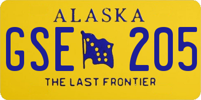 AK license plate GSE205