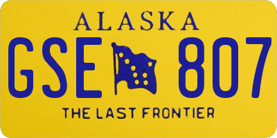 AK license plate GSE807