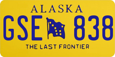 AK license plate GSE838