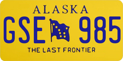 AK license plate GSE985