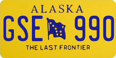 AK license plate GSE990