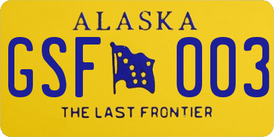 AK license plate GSF003