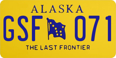 AK license plate GSF071