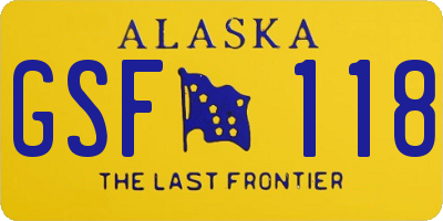 AK license plate GSF118