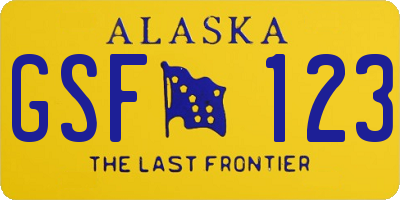 AK license plate GSF123