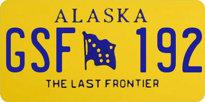 AK license plate GSF192