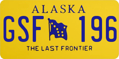 AK license plate GSF196