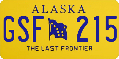 AK license plate GSF215