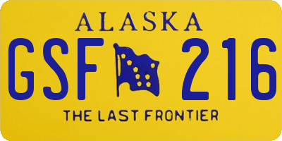 AK license plate GSF216