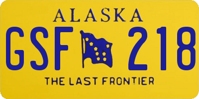 AK license plate GSF218