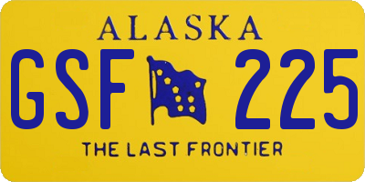 AK license plate GSF225