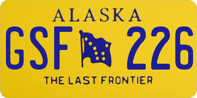 AK license plate GSF226