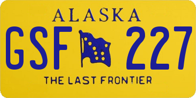 AK license plate GSF227