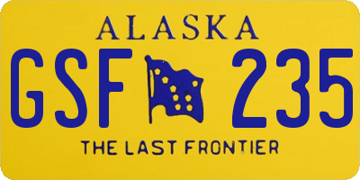 AK license plate GSF235