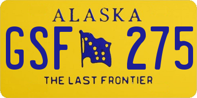 AK license plate GSF275