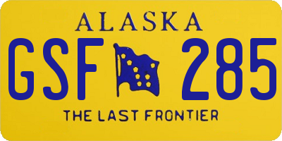 AK license plate GSF285