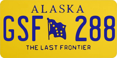 AK license plate GSF288
