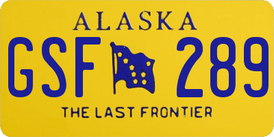 AK license plate GSF289