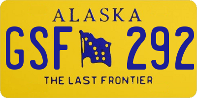 AK license plate GSF292