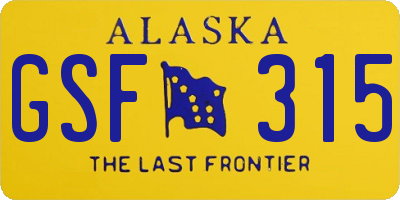 AK license plate GSF315