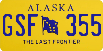 AK license plate GSF355