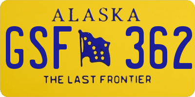 AK license plate GSF362