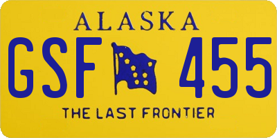 AK license plate GSF455