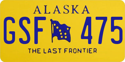 AK license plate GSF475