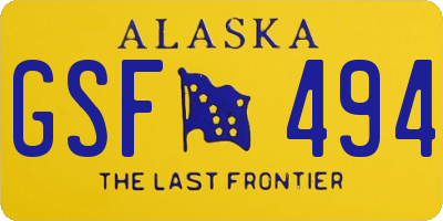 AK license plate GSF494