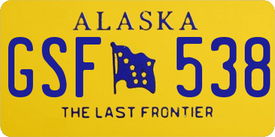 AK license plate GSF538