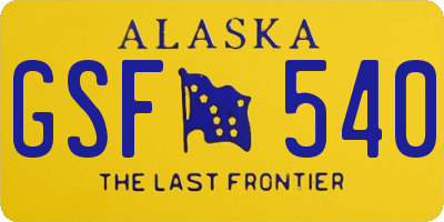AK license plate GSF540