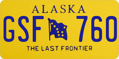 AK license plate GSF760