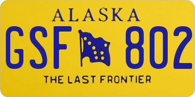 AK license plate GSF802