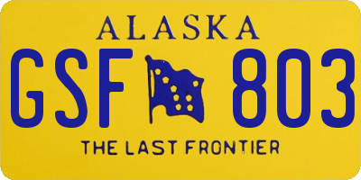 AK license plate GSF803