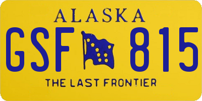 AK license plate GSF815