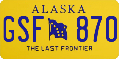 AK license plate GSF870