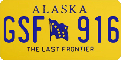 AK license plate GSF916