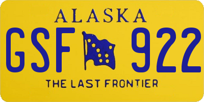 AK license plate GSF922